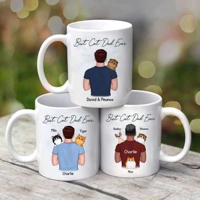 Diyustom Dad Carrying Fluffy Cats On His Shoulders: The Best Cat Dad Ever Personalized Mug Reviews
